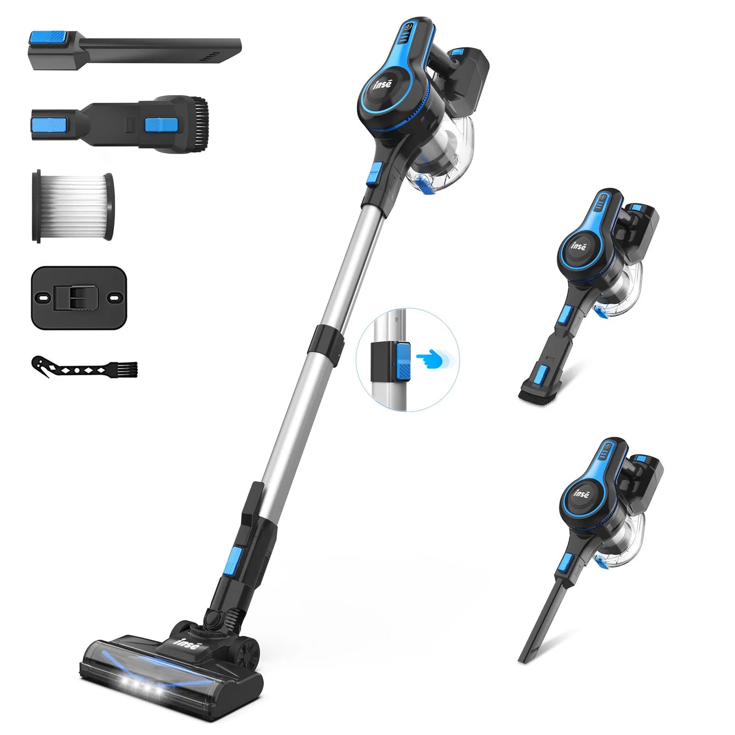 INSE N5T Cordless Vacuum Cleaner 6-in-1 20Kpa Rechargeable Lightweight Stick Vacuum with 2200mAh Battery