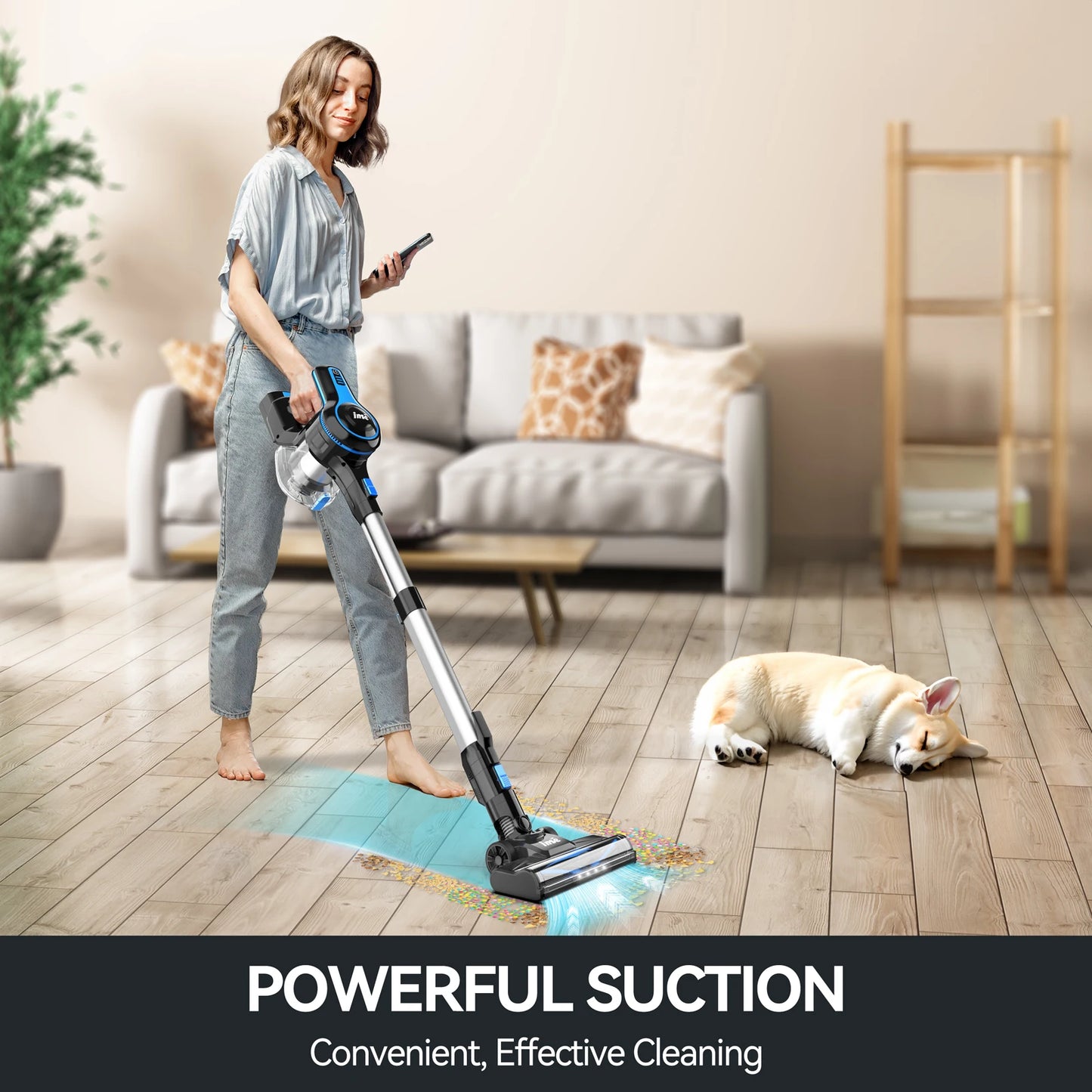 INSE N5T Cordless Vacuum Cleaner 6-in-1 20Kpa Rechargeable Lightweight Stick Vacuum with 2200mAh Battery