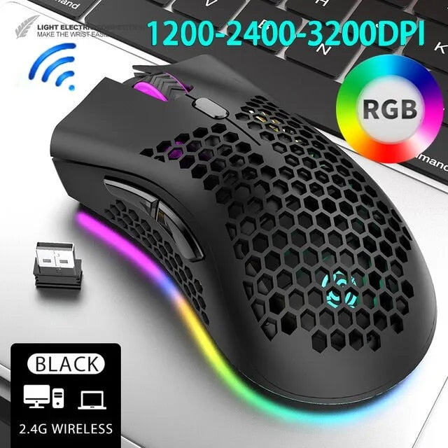 Rechargeable Gaming Mouse USB 2.4G Wireless RGB Light