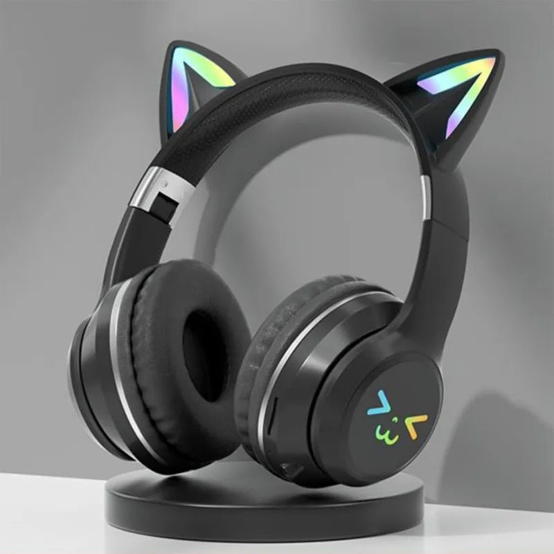 Cat's Ears Headset RGB Light Smile Face