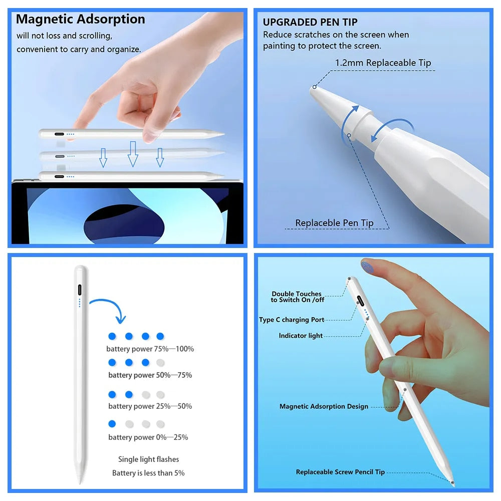 For Apple Pencil Palm Rejection Power Display Ipad Pencil Pen For iPad Accessories