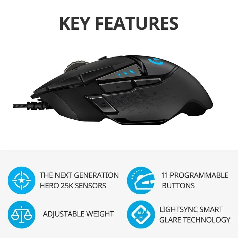 Logitech G502 X Wired Gaming Mouse - LIGHTFORCE hybrid optical ...