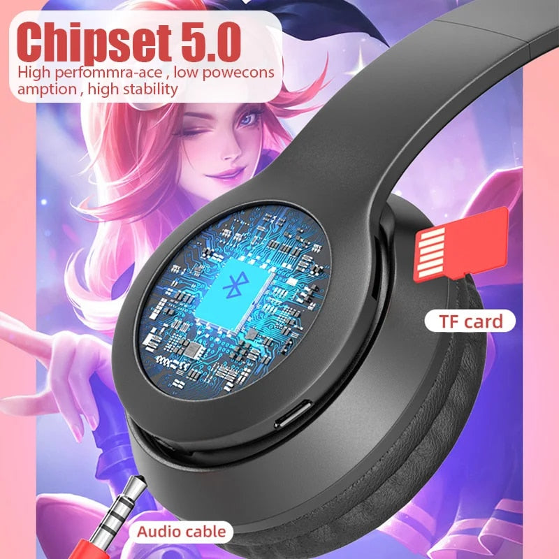 P47M Wireless Headphone Flash Light Cute Cat