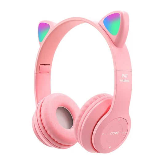 P47M Wireless Headphone Flash Light Cute Cat