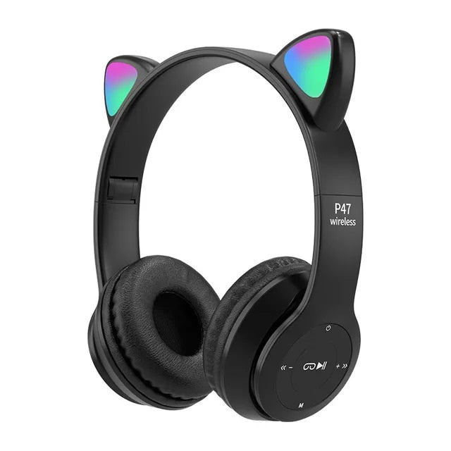 P47M Wireless Headphone Flash Light Cute Cat