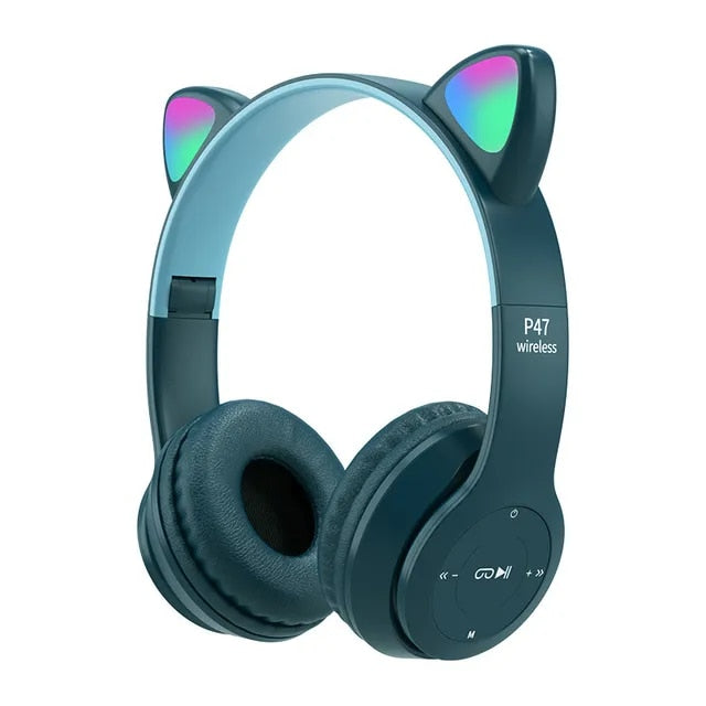 P47M Wireless Headphone Flash Light Cute Cat