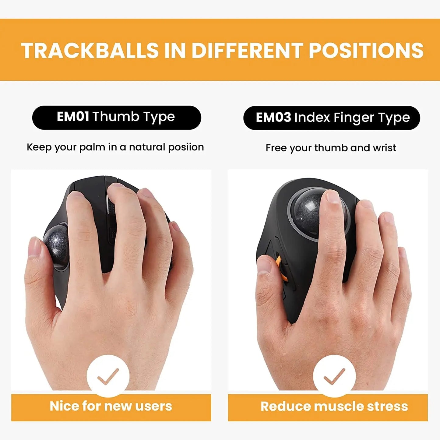 ProtoArc Wireless Index Finger Trackball - Computer Laptop 3 Device Connection