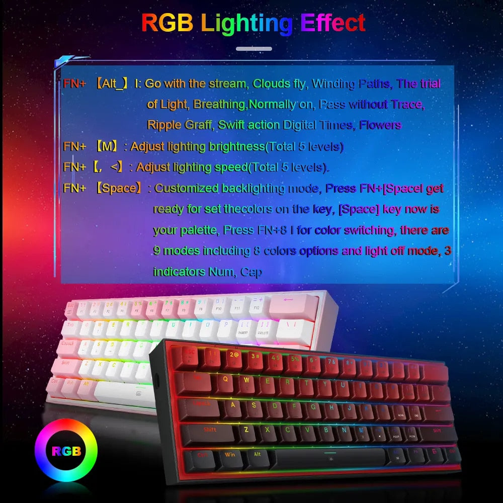 REDRAGON Fizz K617 RGB USB Mini Mechanical Gaming