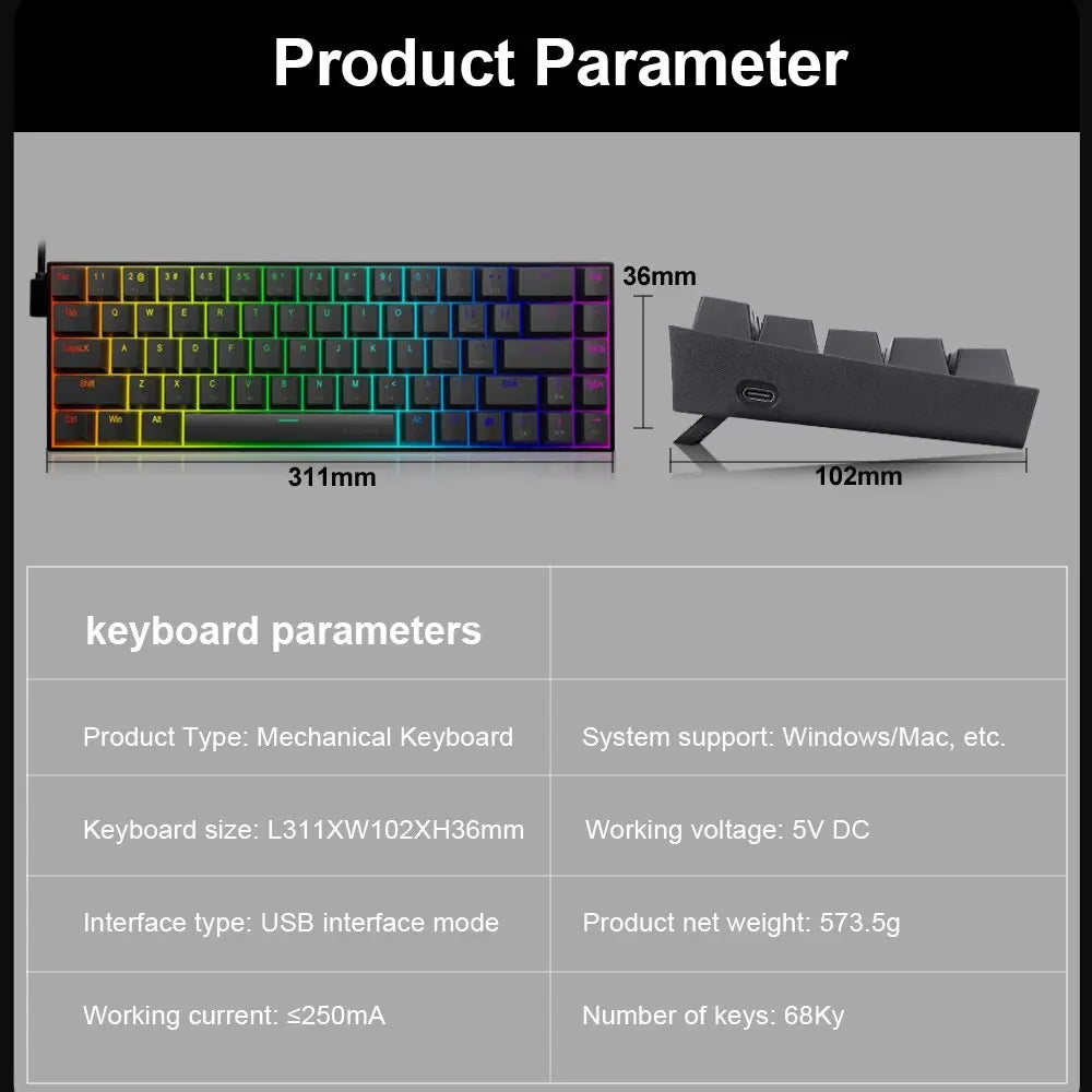 E-YOOSO Z686 RGB USB 60% Mini Slim