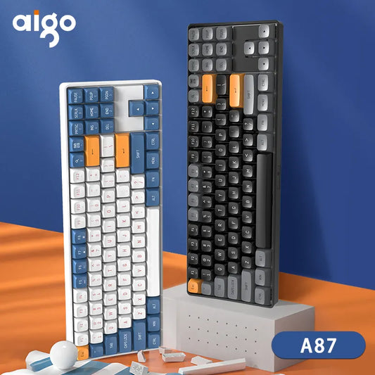 Aigo A87 Gaming Mechanical Keyboard 2.4G Wireless USB Type-c Wired Blue Switch 89 Key