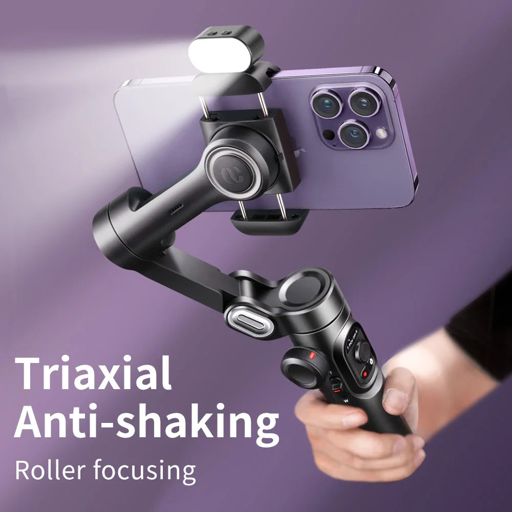 Handheld Gimbal Stabilizer for Smartphone with Fill Light for iPhone Android Face Tracking Tiktok Vlog Smart XE