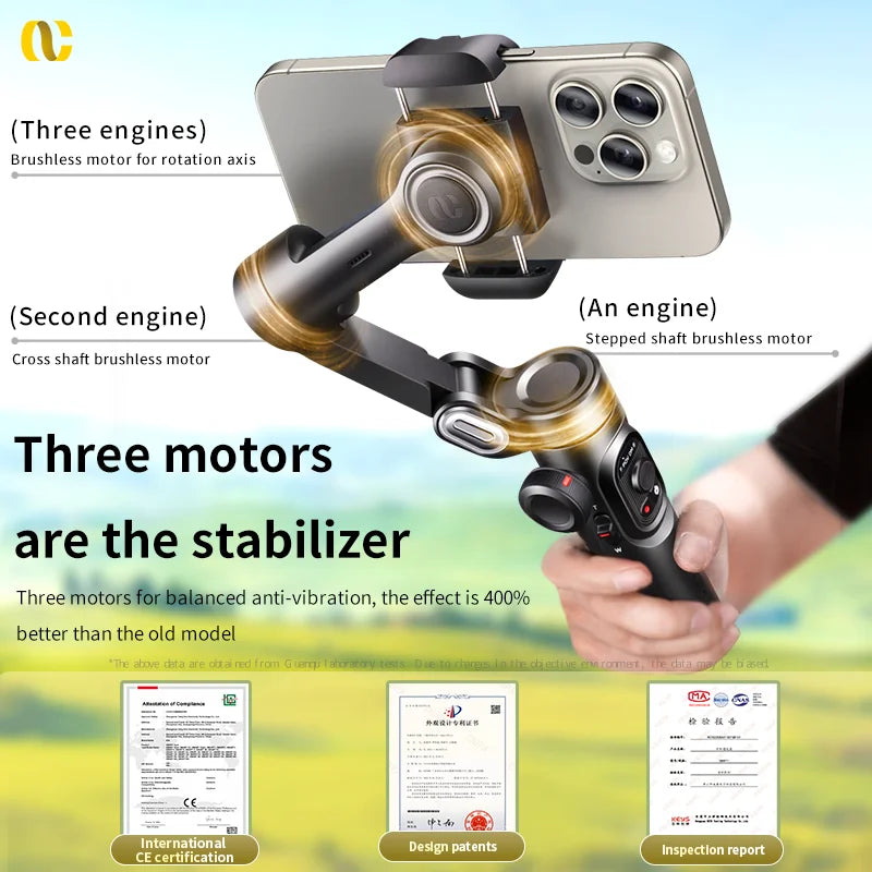 Handheld Gimbal Stabilizer for Smartphone with Fill Light for iPhone Android Face Tracking Tiktok Vlog Smart XE