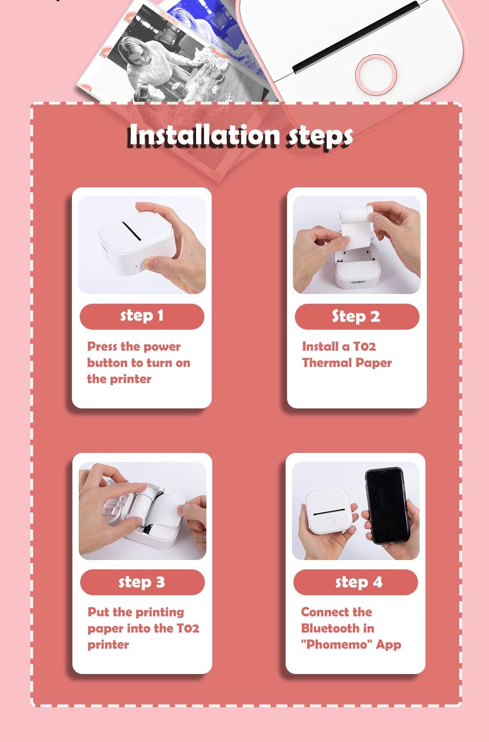 Self-adhesive thermal paper for mini printer