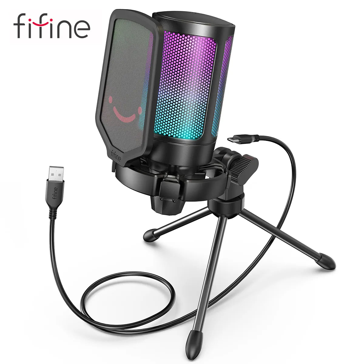 Ampligame USB Microphone for Gaming Streaming with Pop Filter Shock Mount&Gain Control