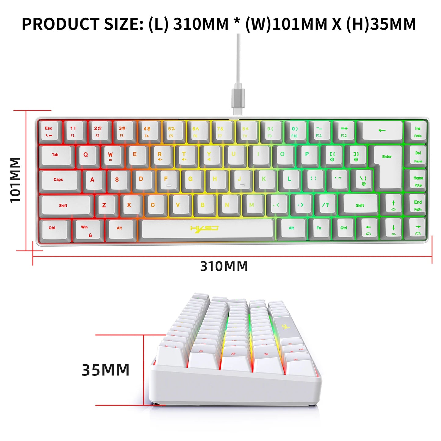 HXSJ V200 Wired K68 RGB Streamer Mini