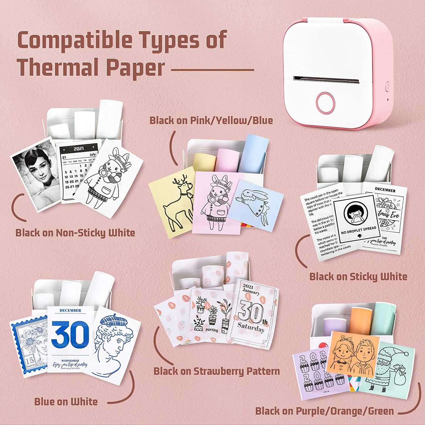 Self-adhesive thermal paper for mini printer