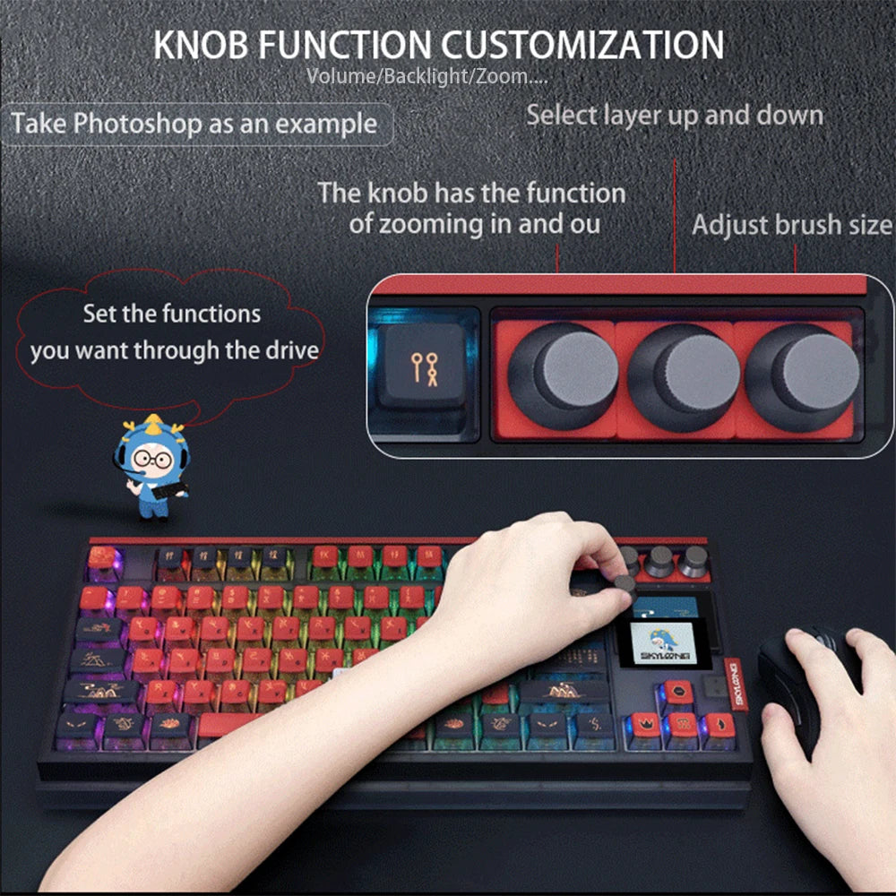 GK87 Pro 3-Mode Wireless Mechanical Keyboard Full-Key Hot-Swappable 1.7inch