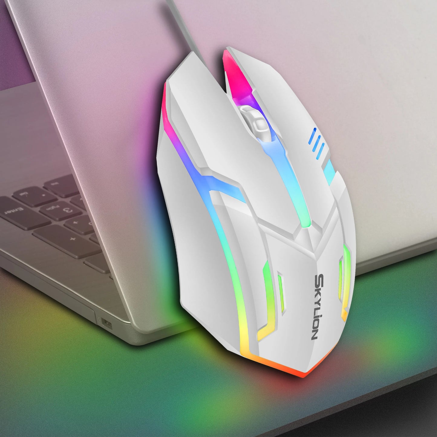 SKYLION F1 Wired 3 Keys Mouse Colorful Lighting