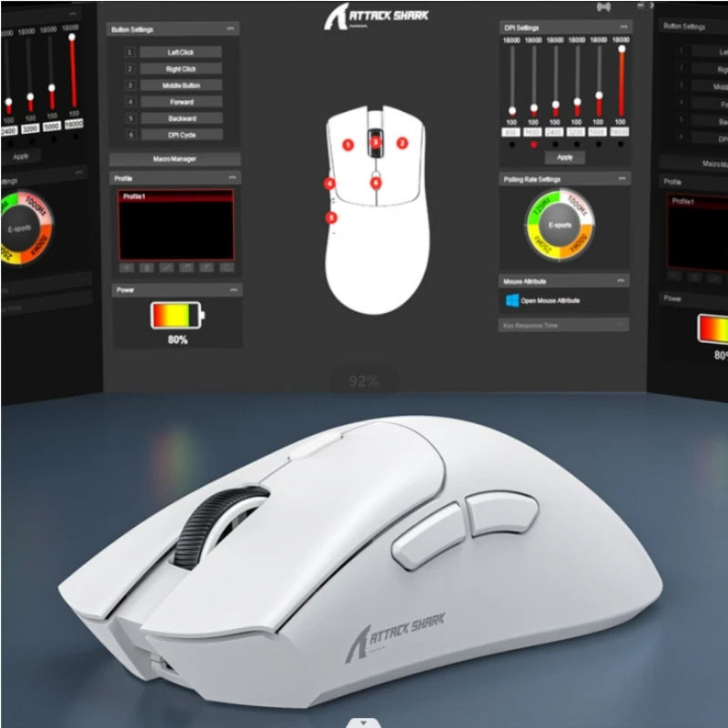 Shark R1 Bluetooth Mouse,18000dpi,PAW3311,Wiredless Tri-mode Connection, Macro Gaming Mouse