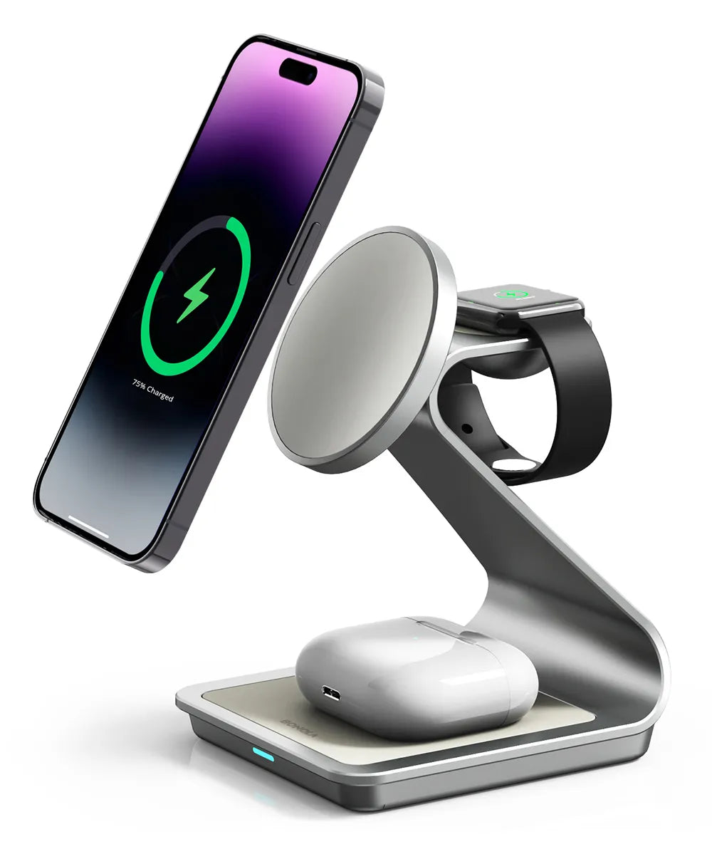 Bonola Magnetic 3 in 1 Wireless Charger for iPhone 13/14/15 Pro Max/12 30W