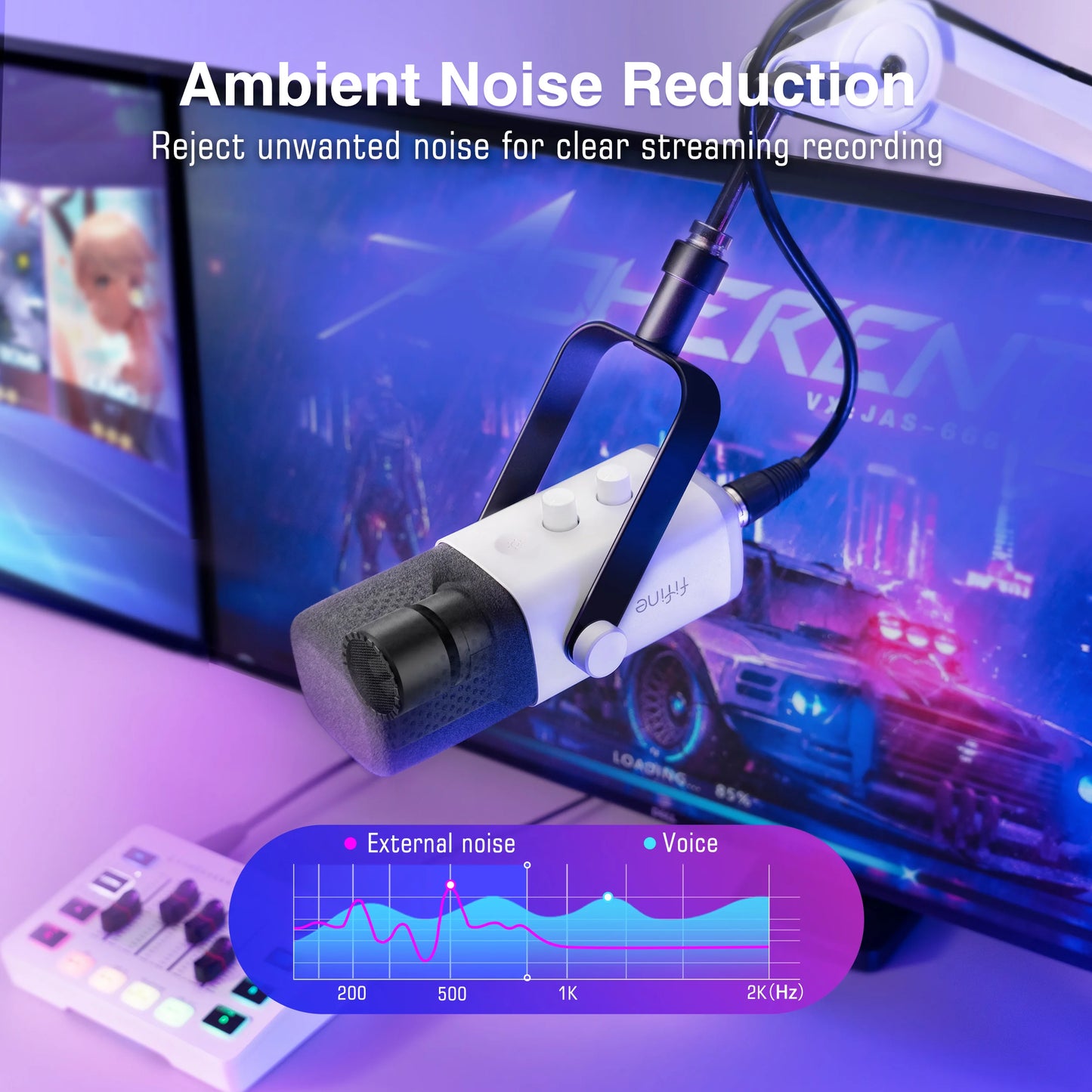 XLR/USB Dynamic Microphone with Headphone Jack/RGB/Mute,MIC for Recording Streaming Gaming