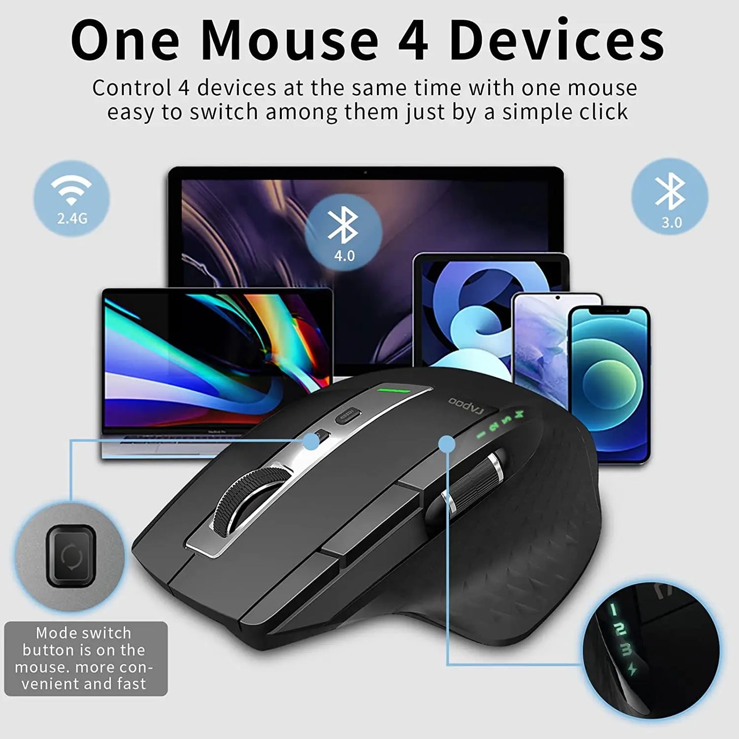 Rapoo MT750 Multi-mode Rechargeable Wireless Mouse